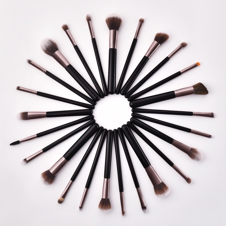 Professional Custom Logo 25PCS Black Makeup Brush Set
