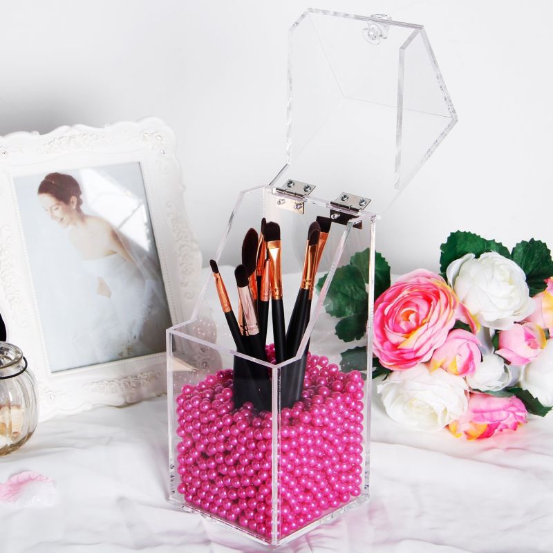 Clear Dustproof Plexiglass Cosmetic Storage Box/Acrylic Makeup Brush Holder Box