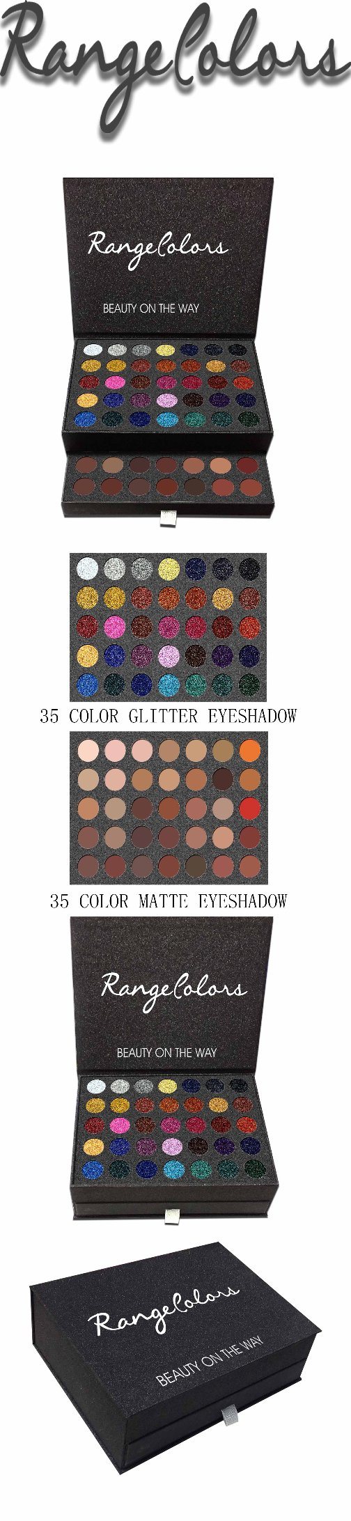 New Designed 2 Layers 70 Colors Customized Glitter and Matte Eyeshadow Full Kit