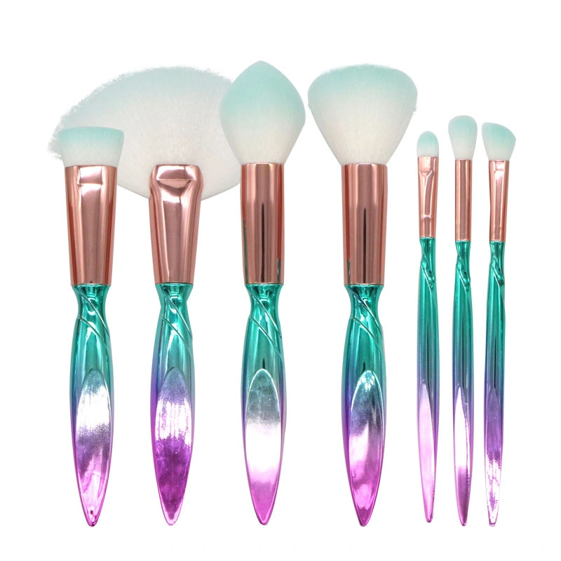 Practical High Quality Clear ABS Handle 7PCS Cosmetic Makeup Brush Kit