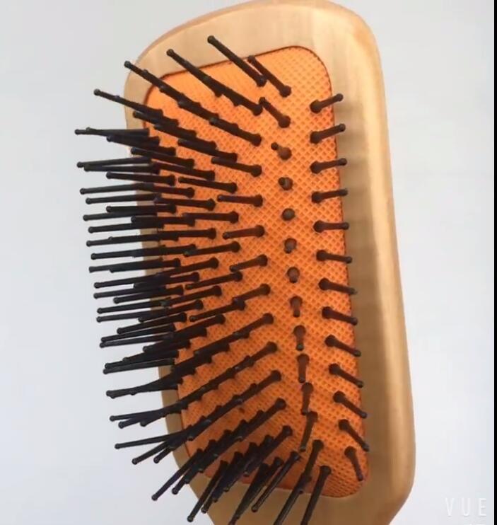 100% Natural Wooden Hair Brush with Colorful Cushion, Ionic Detangling Wooden Hair Brush