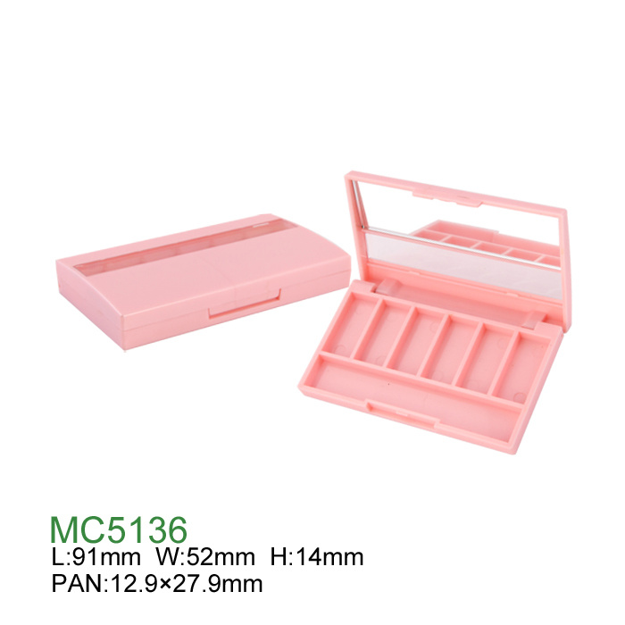 Wholesale Customized Cosmetic Case Empty Round Plastic Eyeshadow Palette with Mirror