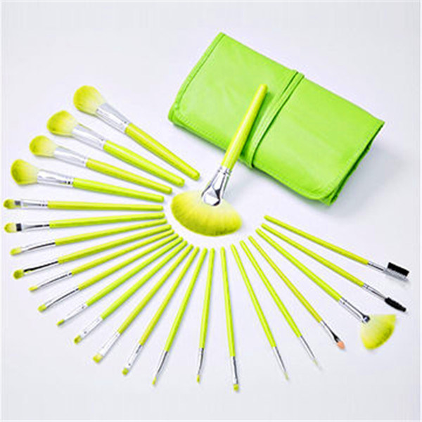 24PCS Professional Cosmetic Makeup Brush Set with Green Pouch Bag Private Label