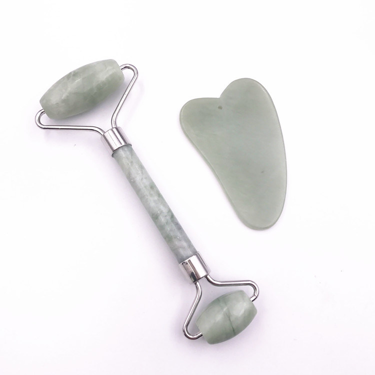 Highwoo Jade Roller and Gua Sha Scraping Massage Tool Set for Face and Body