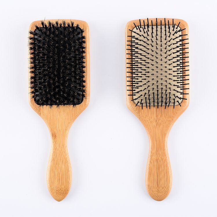 100% Natural Wood Cushion Massage Brush Custom Paddle Bamboo Hair Brush