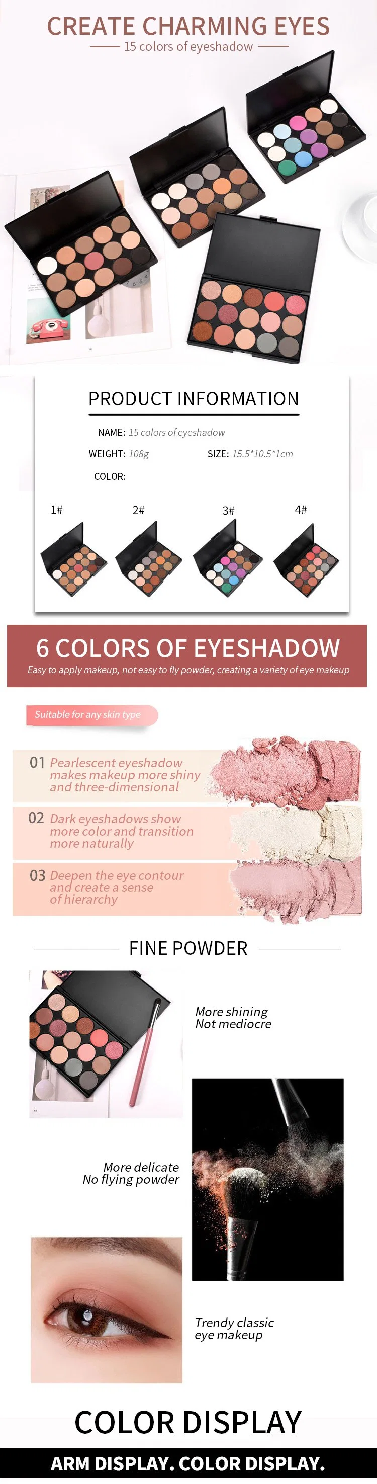 15 Color Eyeshadow Earth Color Pearlescent Matte Smokey Makeup Easy Color Beginner Eyeshadow Palette