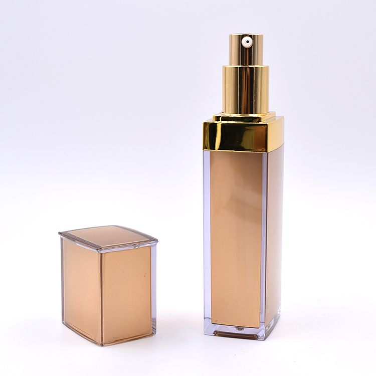 100ml Square Shaped Cosmetic Packaging Acrylic Lotion Pump Empty Bottle for Skin Care Use
