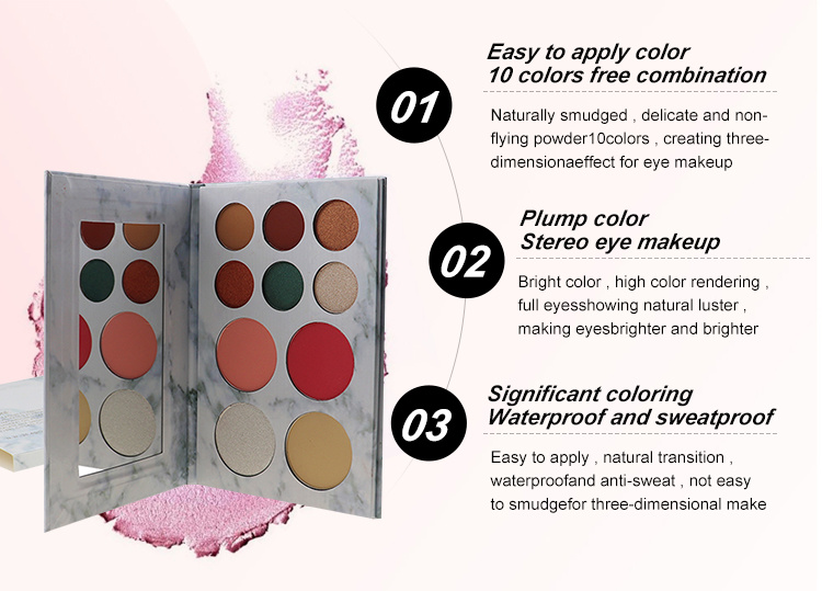OEM Makeup Shimmer Glitter Waterproof Long Lasting 10 Colors Eyeshadow