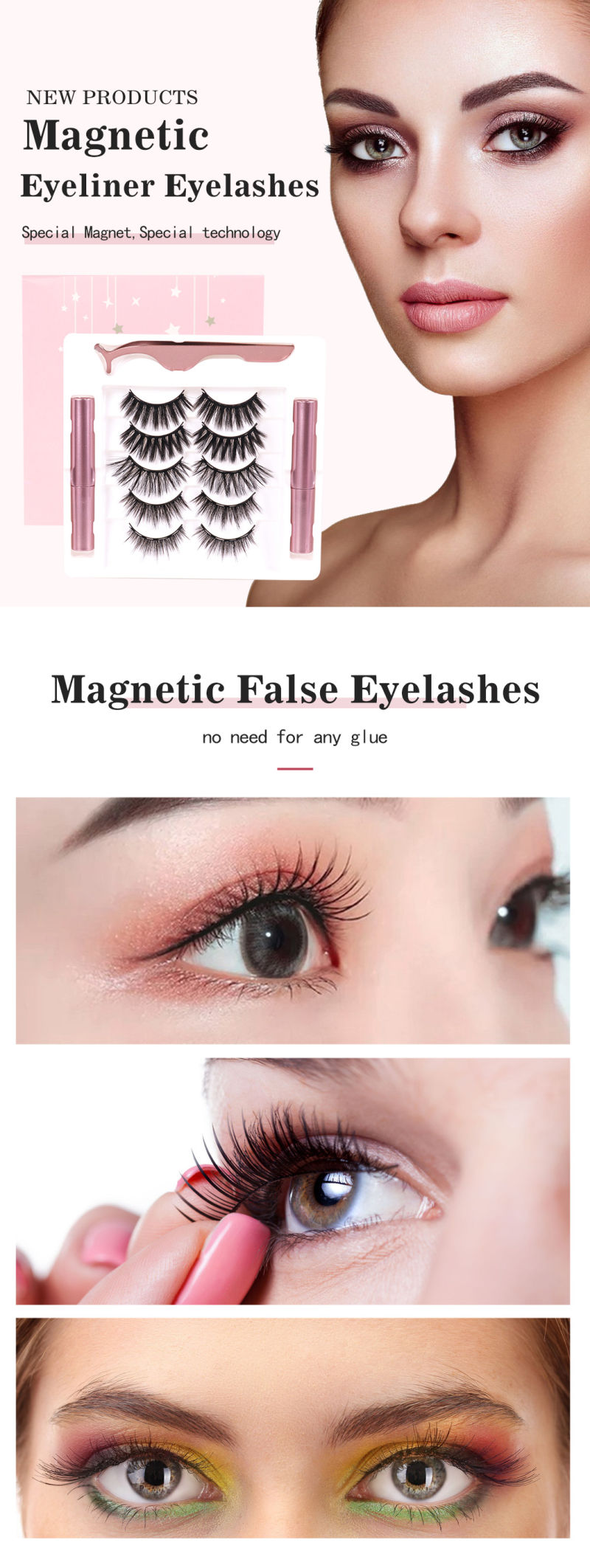 OEM Cruelty Free Liquid Waterproof Eyeliner Mink False Lashes Magnet Magnetic Eyelashes