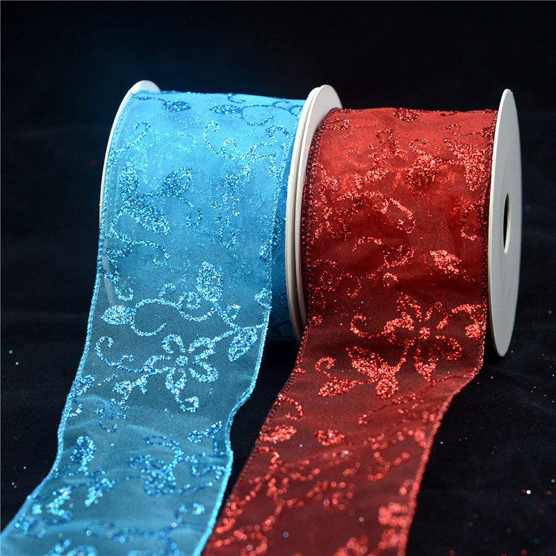 Celebrate It Glitter Metallic Wired Organza Ribbon Decoration