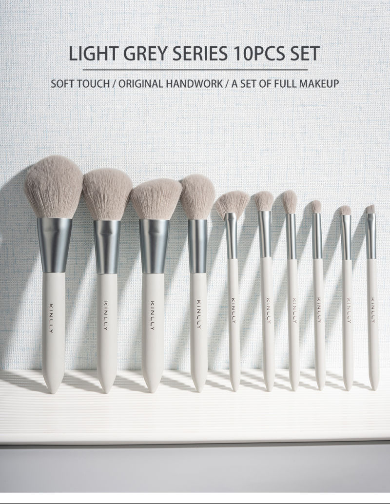 10PCS Aluminum Ferrules Soft Makeup Brush Set