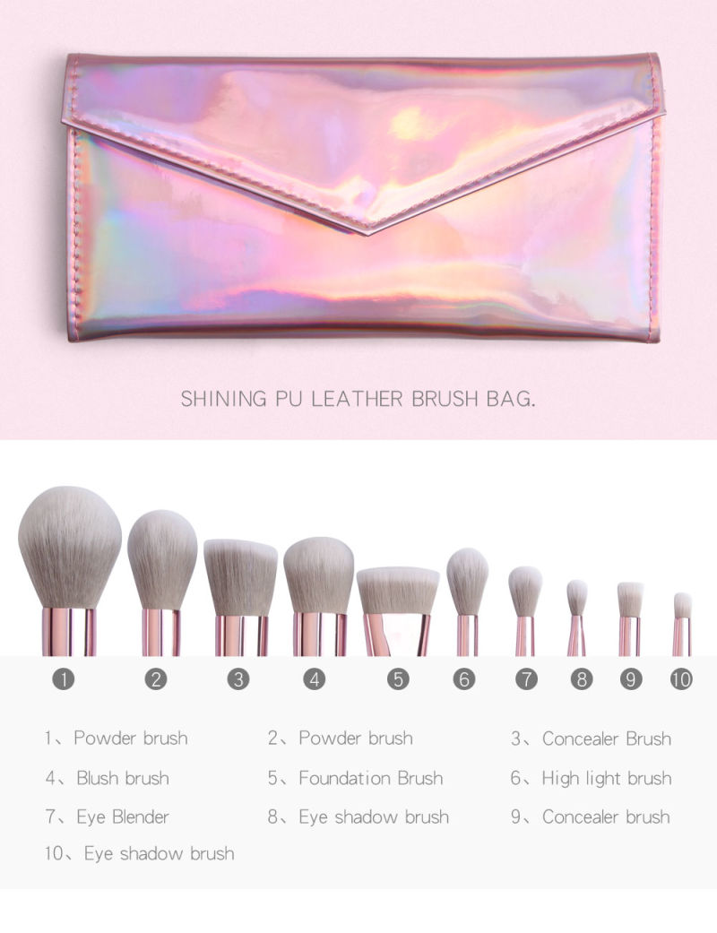 10PCS Makeup Brush Set Powder Brush Eye Shadow Brush Foundation Makeup Brushes