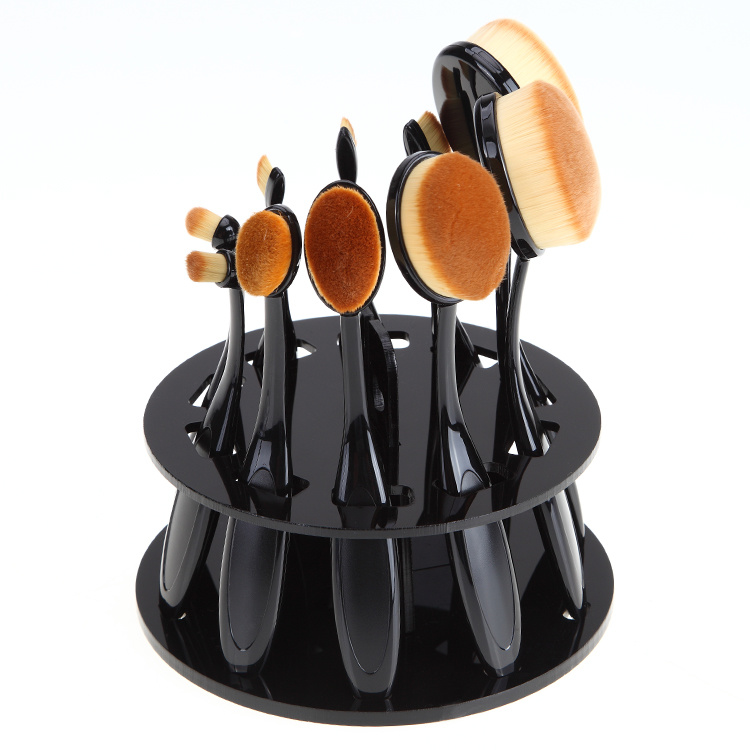 10PCS Acrylic Round Makeup Brushes Display Stand