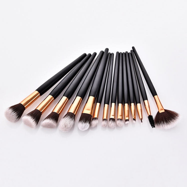14 PCS Synthetic Hair Cosmetics Makeup Brush Set with Wood Handle