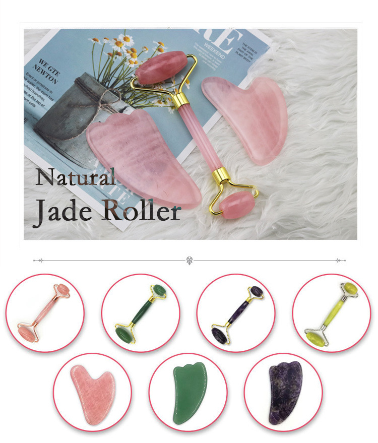Manufacturer Face Massage Pure Natural Jade Roller Green Aventurine Gua Sha Set