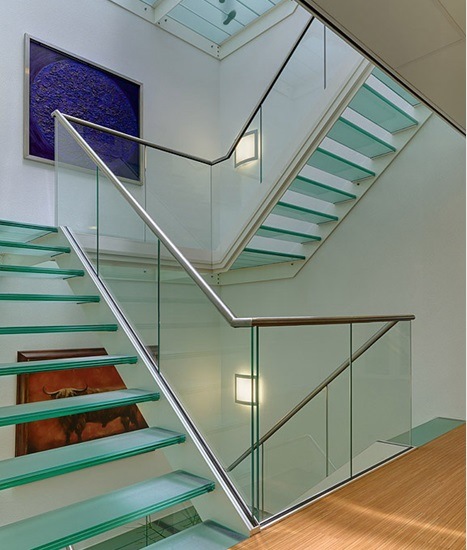 Colored Stair Tread Glass Colored Stair Glass