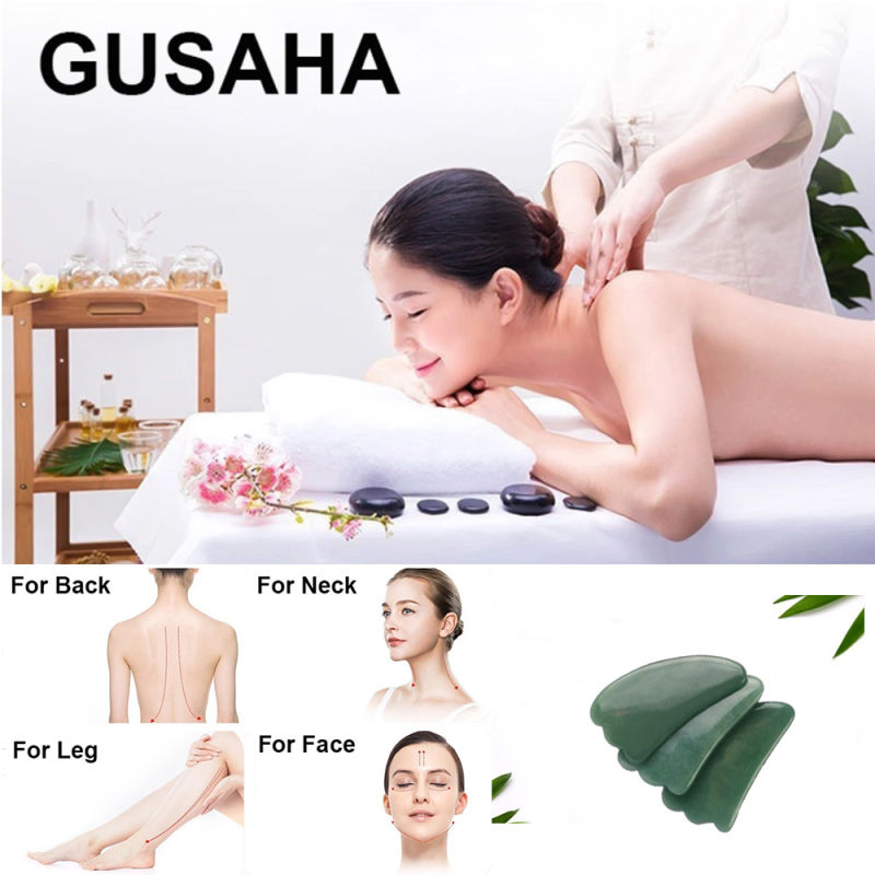 Jade Roller Massage Natural Aventurine Facial Roller Gua Sha Set Massage