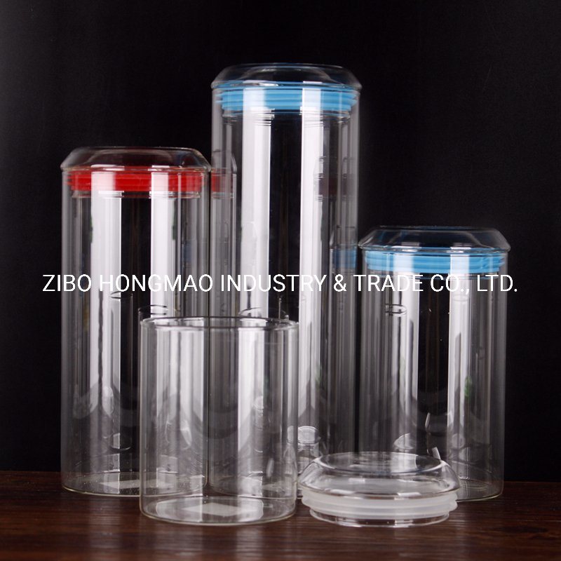 Multiple Size Food Grade Borosilicate Glass Jars with Colored Glass Lids