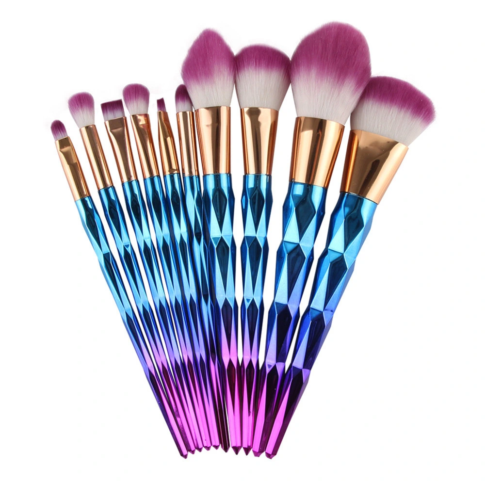 Foundation Blending Power Concealer Blush Brush 10PCS Diamond Fish Makeup Brush