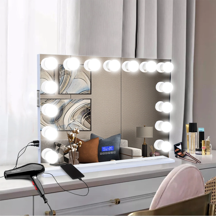 MDF Base LED Makeup Hollywood Mirror for Hairdressing Furniture Mirror