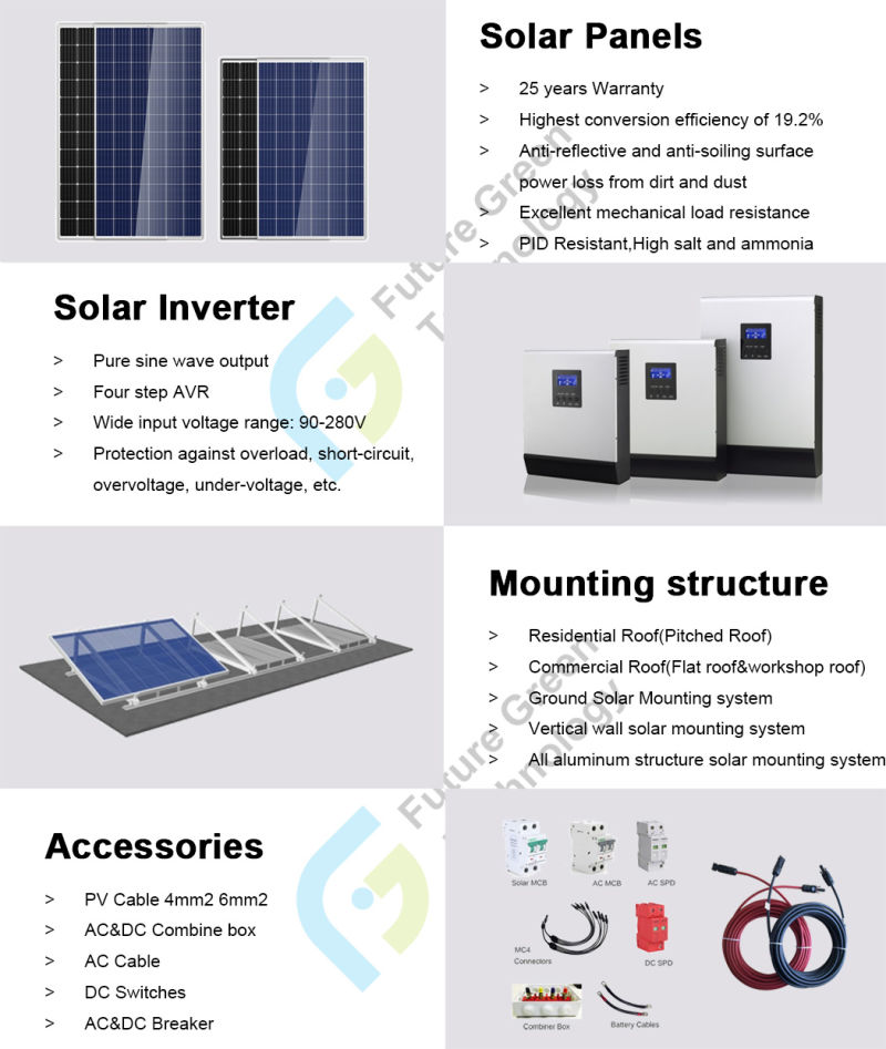 on Grid 5kw Solar Panel Battery Home Power System