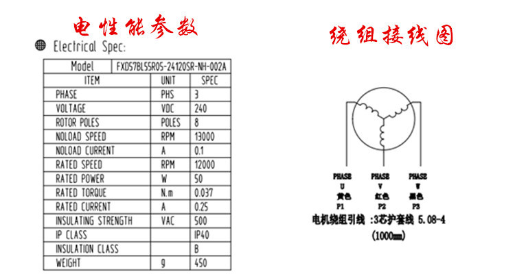 57 Brushless Motor High Voltage High Speed Free- Hall