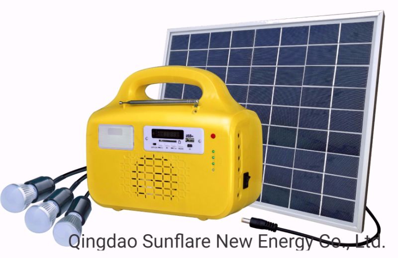 Portable 10W Solar Panel Lighting Kits with FM Radio for Lighting