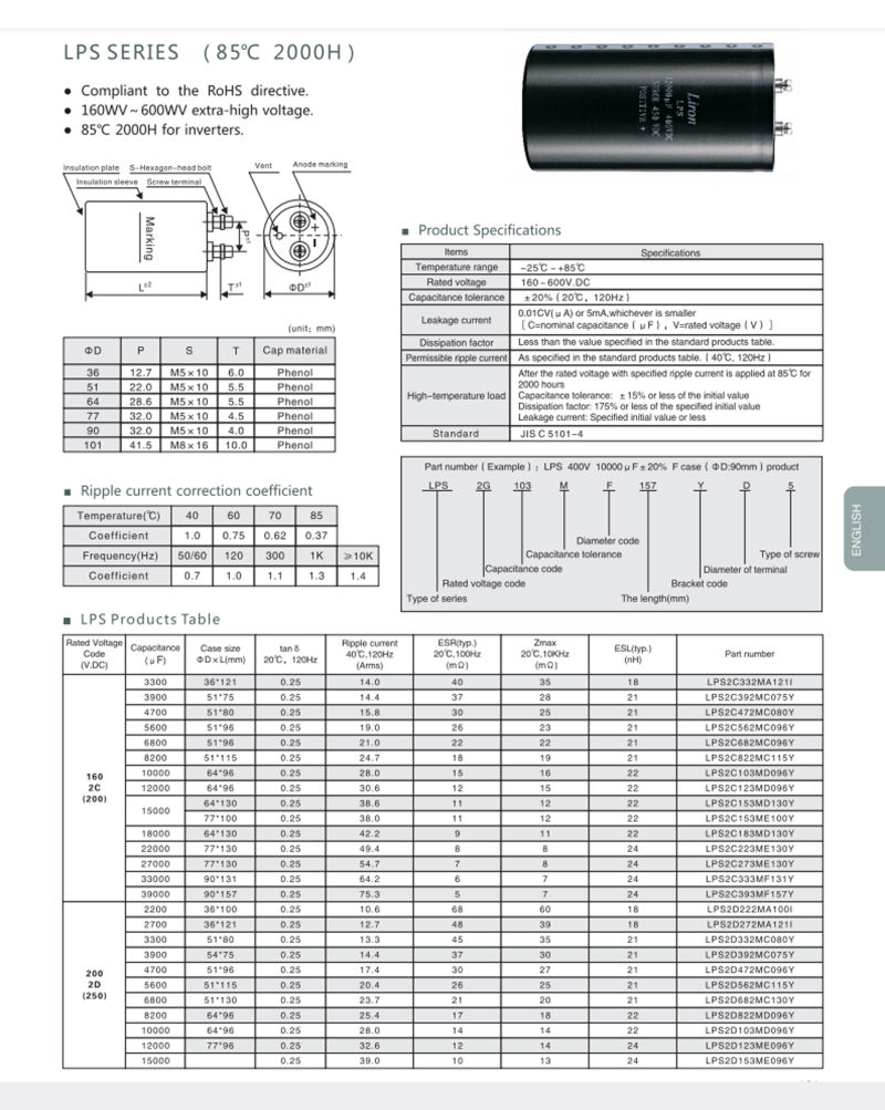 350V 33000UF Bolt Capacitor AC Motor Capacitor, Electrolytic Capacitor