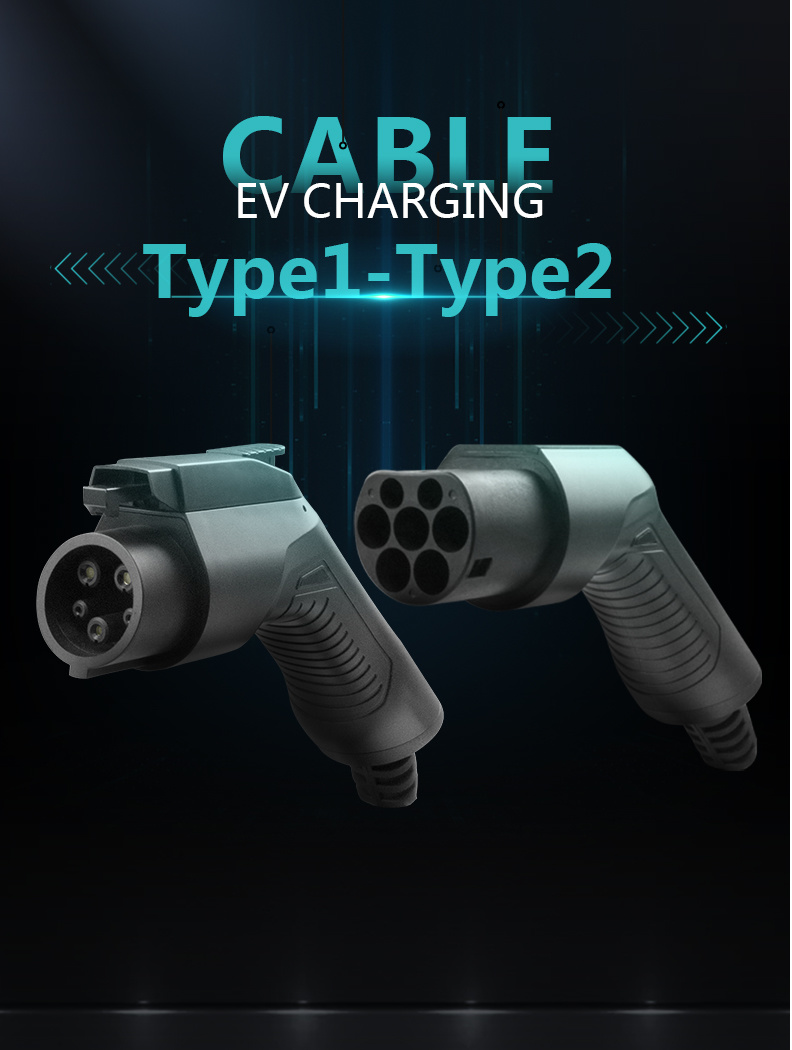 32A Type1 to Type2 EV Charging Cable for Electric Vehicles