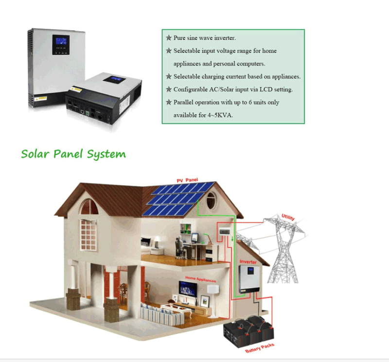 4kVA 5kVA Hybrid Solar Power Inverter with UPS Functions Charger Inverter
