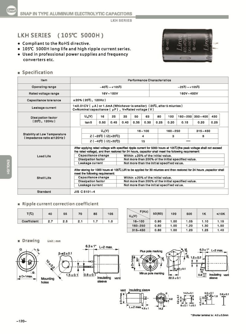 Quick Offer High Voltage Capacitor, 450V 820UF Snap in Capacitors