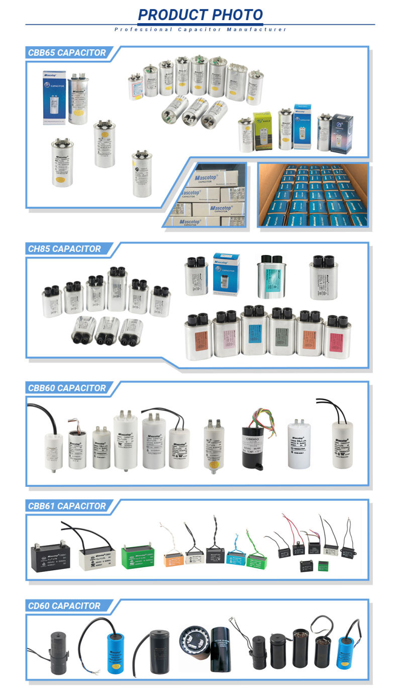 Cbb60 Blue Cover Motor Capacitor with Two Pins