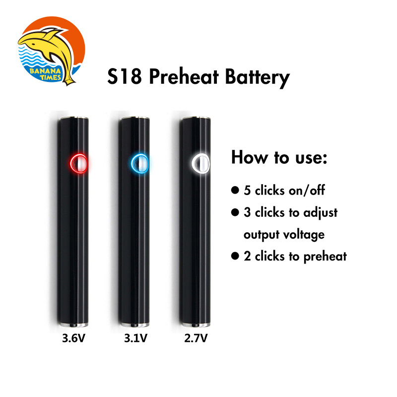 S18 Rechargeable Cartridge Battery 380mAh Vape Pen Battery 510 Thread Battery