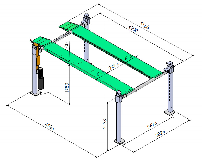 safety control four 4 post double Layer car parking lift with CE