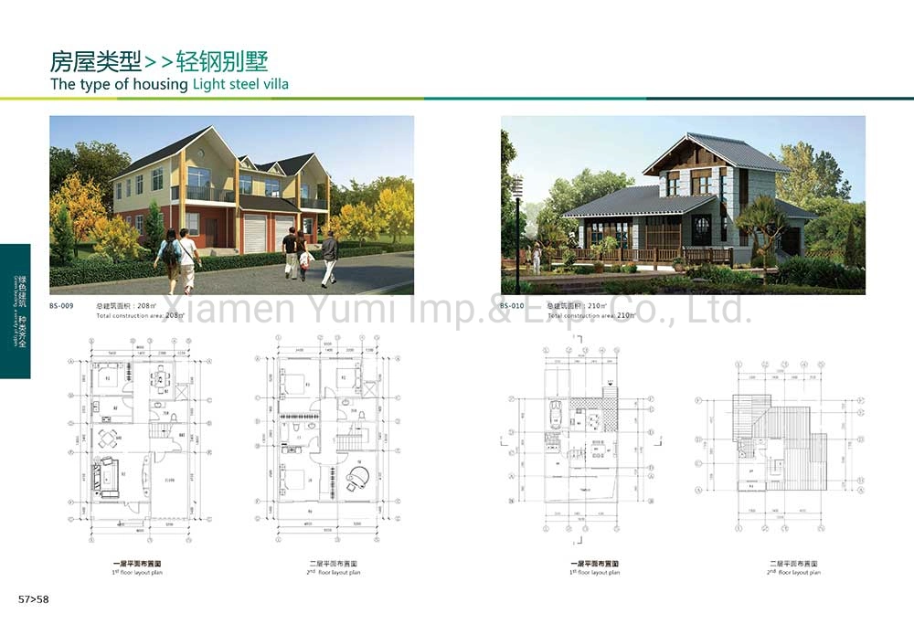 China Customized Luxury Light Steel Structure/Light Steel Villa/Prefab House