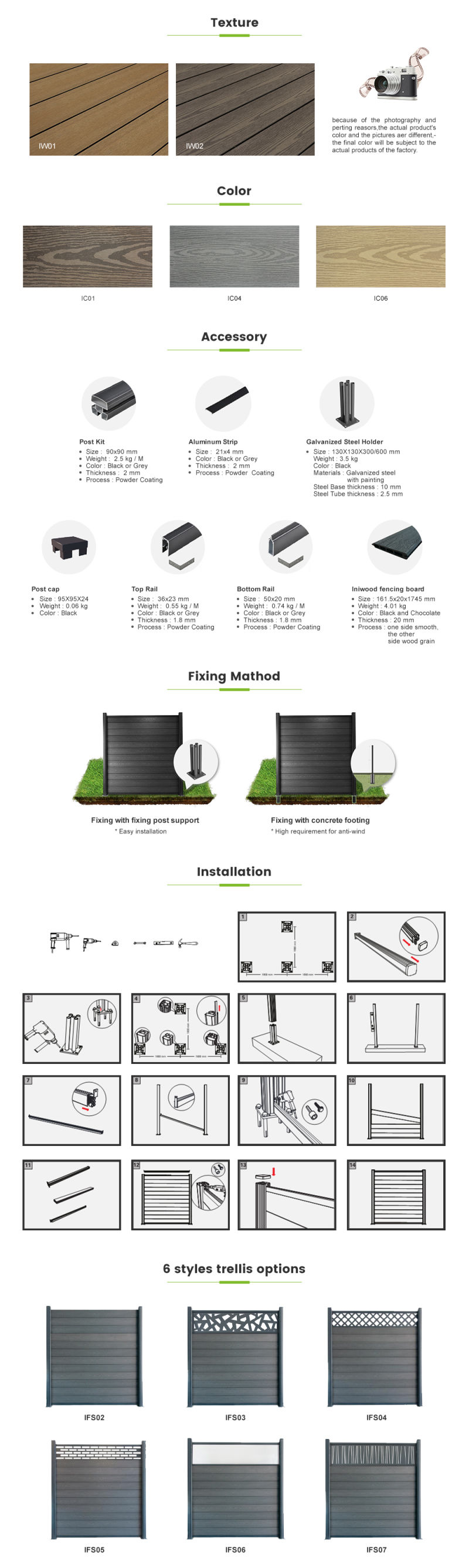 Easy Installation WPC Composite Full-Trellis Garden  WPC  Fence