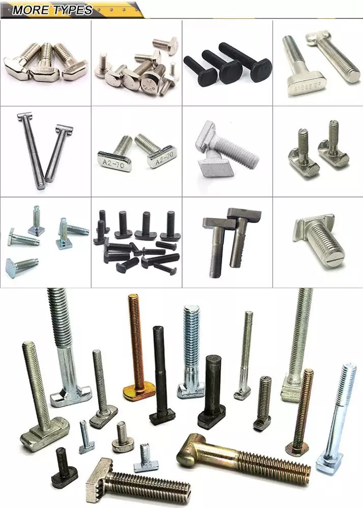 Hammer Headed Screw Bolt T Bolt for Industrial Aluminium Profile Frame Fastener