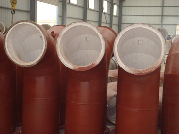 Ceramic Lined Pipe Fittings with Adhesive and Metal Pieces