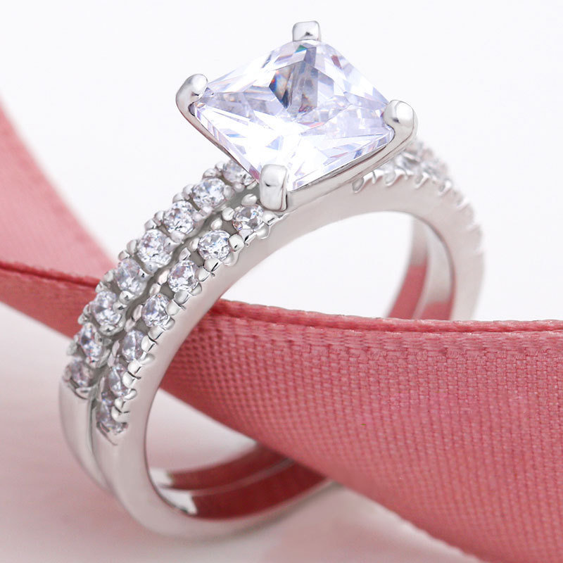 Fashion Fine Jewelry Cubic Zirconia 925 Sterling Silver Couple Ring