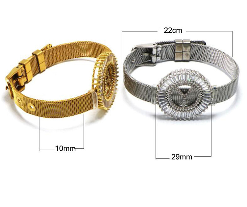 Fashion DIY a to Z Cubic Zirconia Letter Micro Pave Custom Changeable Alphabet Wrist Watch Bangle