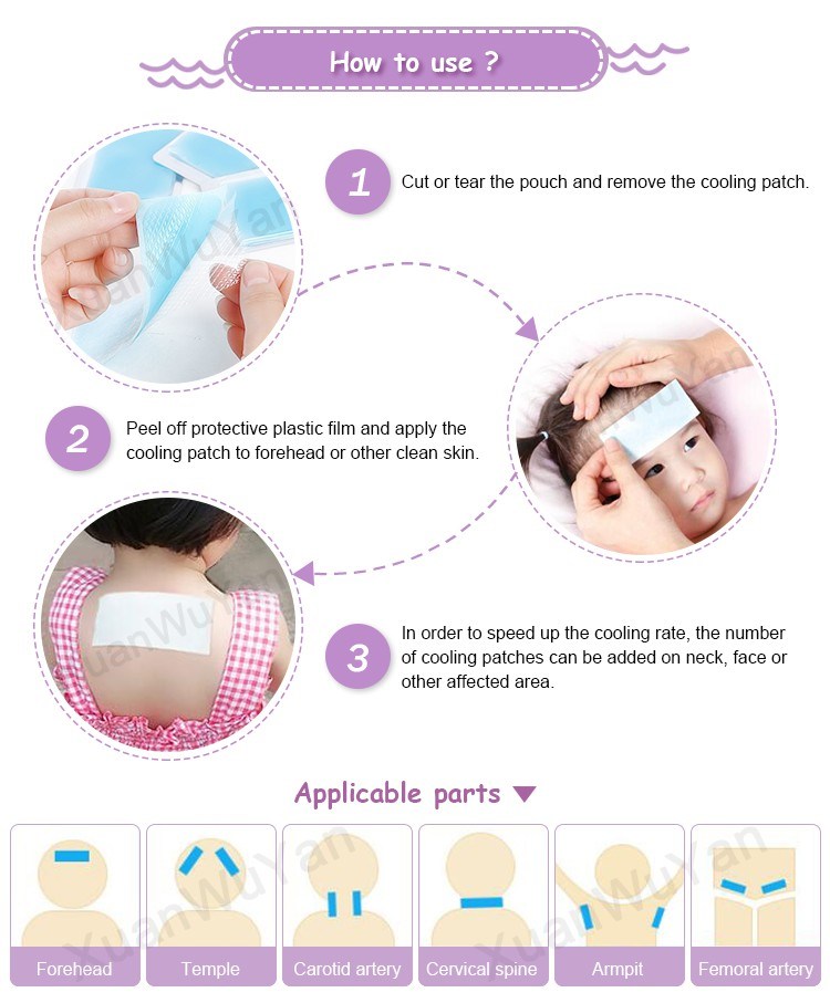 Chinese Medicated Properties Hydrophilic Polymer Baby Fever Cooling Patch