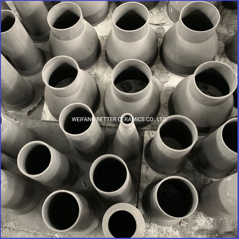 Refractory recrystallized sisic silicon carbide burner tube Rbsic nozzle for kiln furniture