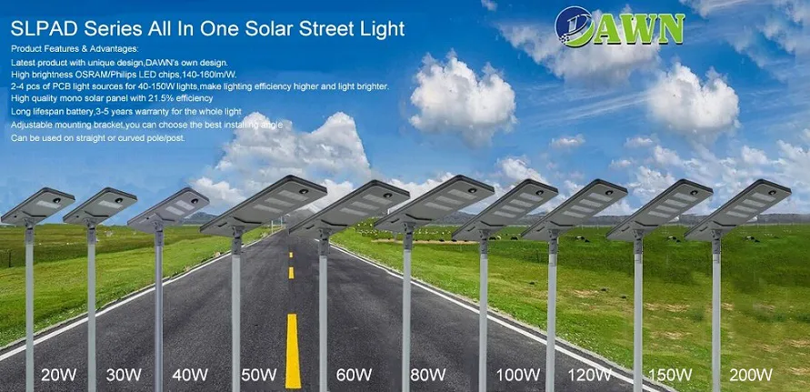 20-200 Watts Integrated All in One Solar LED Street Light Home Solar Power System