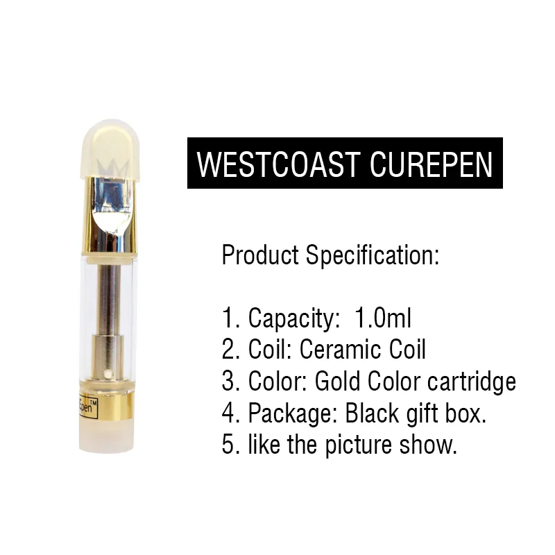 Gold Carts Curepen Cartridge 1.0ml West Coast Cure Vape Pen Cartridge