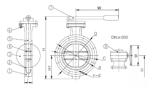 Worm Gear Wafer Butterfly Valve Dn200 Good Price Butterfly Valve