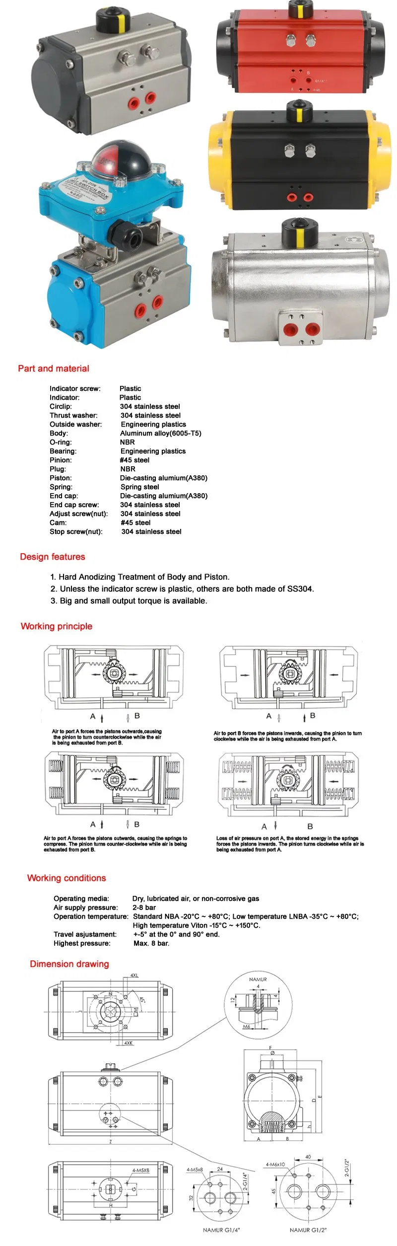 High Quality Pneumatic Ball Valve/ Double Acting Pneumatic Valve Actuator