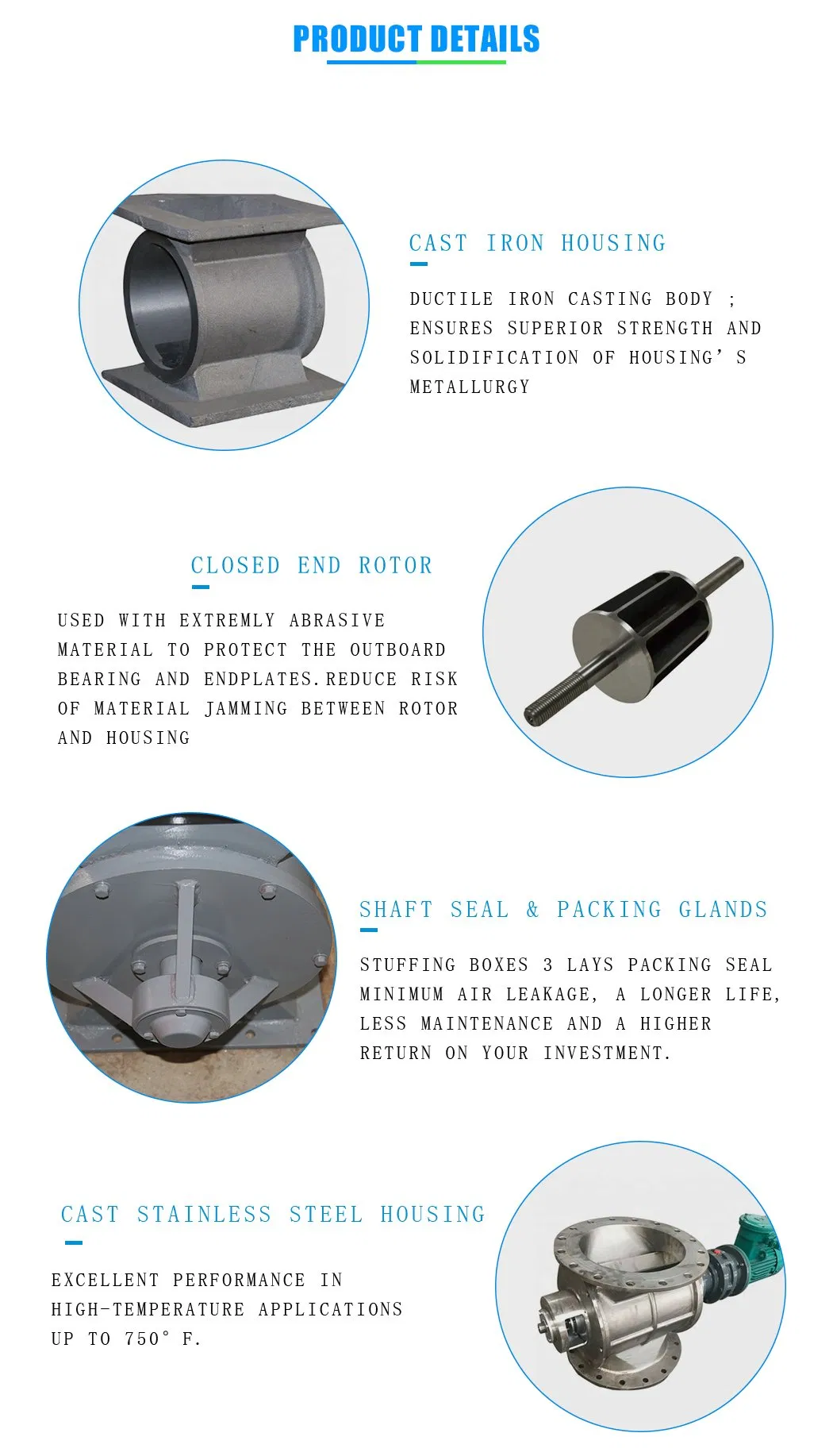 Large Capacity Industrial Rotary Airlock Valve Feeder for Pneumatic Conveying System and Dust Removal System