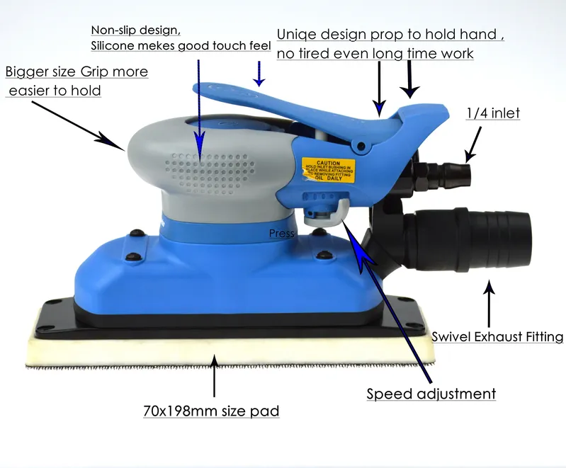 Low-Vibration Dual Action Square Air Sander Grinder