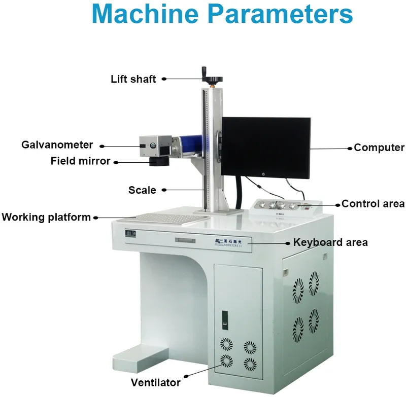 20W Fiber Laser Metals Stainless Steel Marking Machine for Car Parts