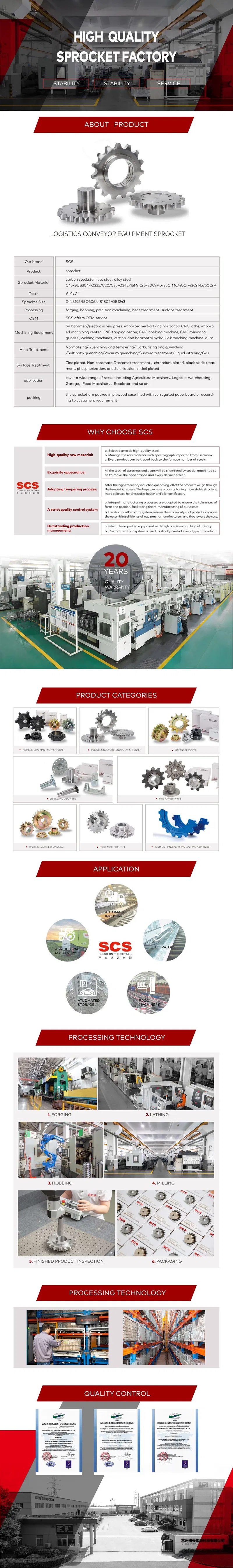 Customized Carbon Steel Chain Drive Sprocket for Liftgate